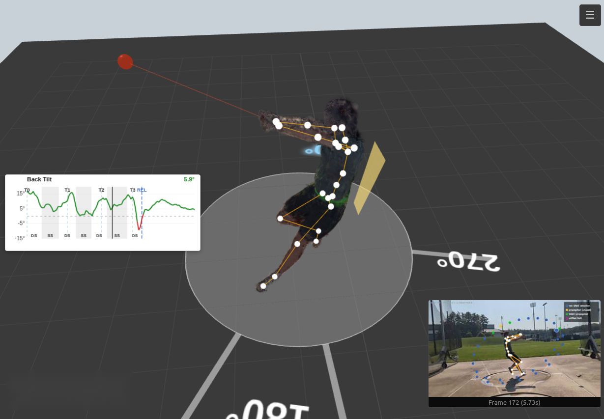 Low side view of the thrower and hammer in 3D